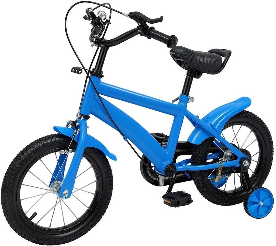 Dailygoods- Kinderfiets 14 inch Instelbaar Steunwielen Hoogwaardig frame Dempende banden Comfortabel zadel Kindfiets
