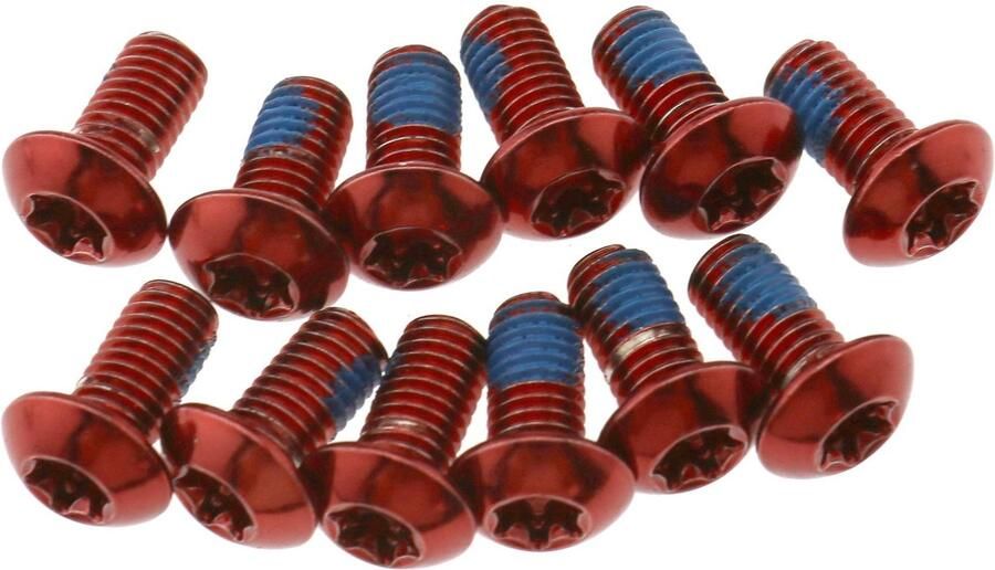 Allecto Fiets Rotor Schroef Bout Rood Fietsen MTB Schijfrem Rotor Schroef Bout Fiets Rotor M5 X 10Mm Voor Fiets Fietsen MTB Rode Kleur Set van 12 stks
