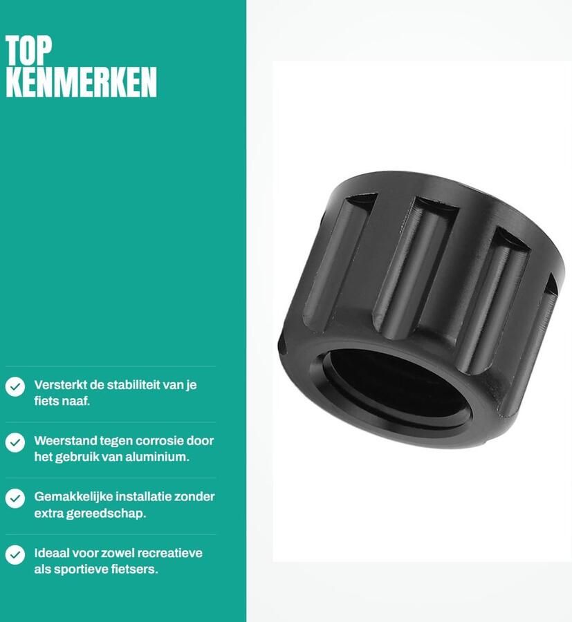 Dailygoods- Steekas Moer Aluminium M12 X 1 5mm Fiets Accessoire Mountainbike Binnendiameter 12mm Eenvoudig te installeren Fietsnaven - Foto 2