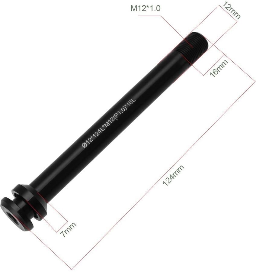 Dailygoods- Thru As Aluminium 124 mm Steekas Vervangend Onderdeel Compatibel met M12x1 0 mm Ideaal voor Mountainbike Racefiets - Foto 4