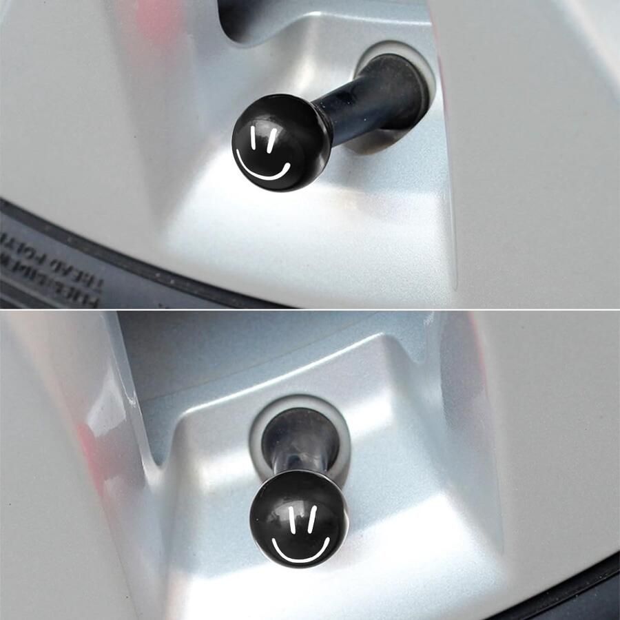 Dailygoods Ventieldoppen Bandenaccessoires Schattig en praktisch Zwart Smiley Universeel Geschikt voor motorfiets en elektrische fiets - Foto 3
