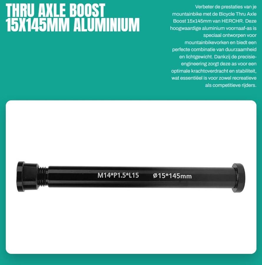 Dailygoods- Vooras Aluminium Thru Axle 15x145mm M14xP1.5 Mountainbike Schacht Lichtgewicht As