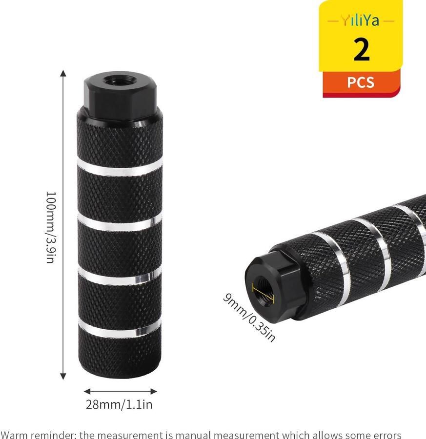 Dailygoods- BMX Pegs Antislip 2 Stuks Aluminium 9 mm 3 8 Inch 26 Tanden 10 x 2.8 cm Lichtgewicht Fietssteunen - Foto 2