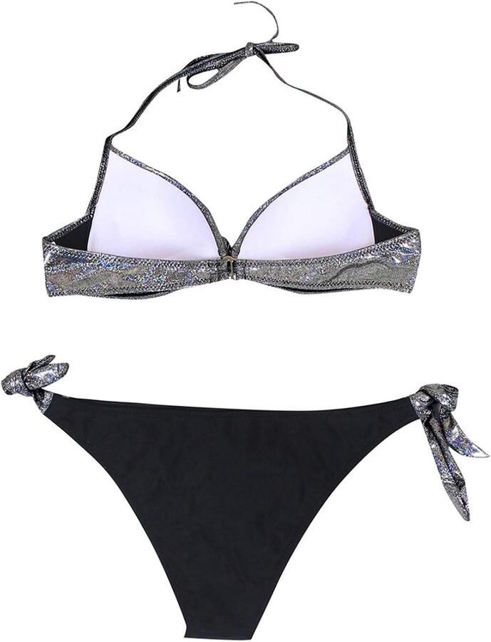 Dames set retro stijl hoge taille buikweg tweedelig push up sportief V-hals gewatteerde triangel sexy strandmode vakantie zwembad A120
