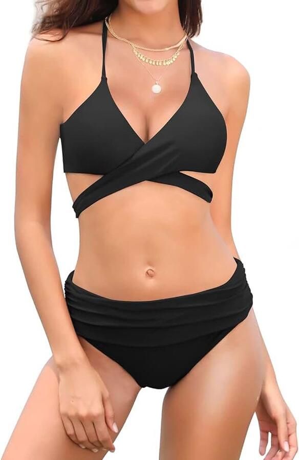 Dames Tweedelige Bikini Set Cross Verstelbaar Bikini Bovendeel Retro Afdrukken Driehoek Bikini Broekje Strand Bikini Badpak