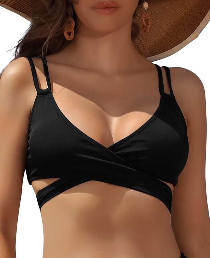 Dames Tweedelige Bikini Set Cross Verstelbaar Bikini Bovendeel Retro Afdrukken Triangel Bikini Broekje Badpak Beachwear