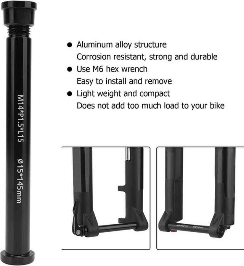 Doornaaf Boost 15x145mm Aluminium Voor mountainbike Lichtgewicht en sterk Geschikt voor moderne fietsen Zilver