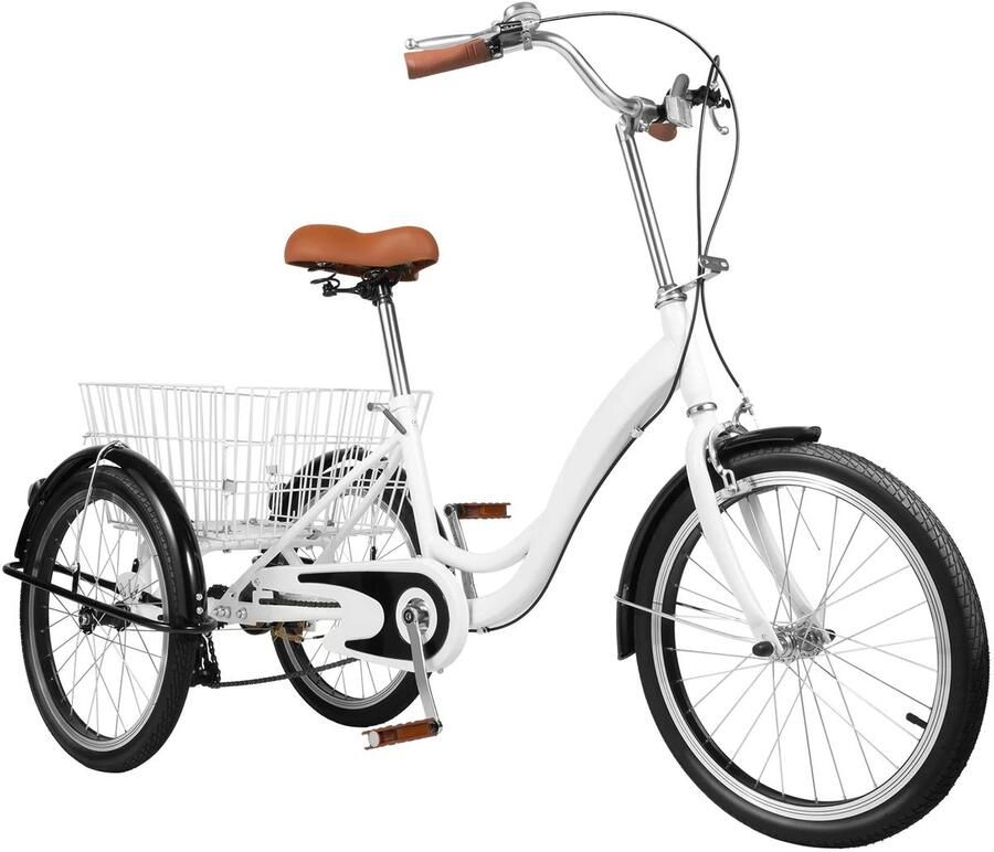 Driewieler Driewielfiets Volwassenen 20 Inch Driewieler Ergonomisch Zadel Incl. Achter d Stuur Verstelbaar in Hoogte 163.5 x 62.5 cm