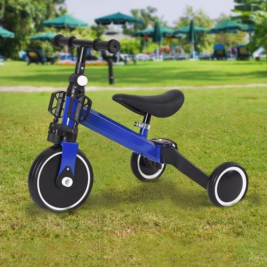 Driewieler Kinderfiets Loopfiets Peuter Leren Fietsen 3-in-1 Functie Lichtgewicht Blauw