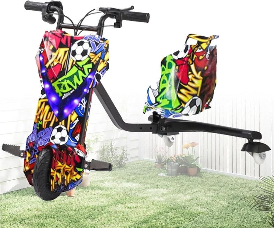 Drift Trike Kinderdrift Step Voor Kinderen Vanaf 8 Jaar Verstelbaar Design Vergrote Voorwielen Verstelbare Zitting Achterwiel Met Verlichting 8IN-M