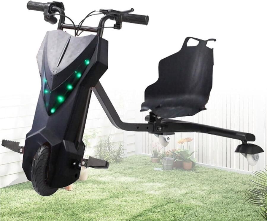 Drift Trike Kinderdrift Step Voor Kinderen Vanaf 8 Jaar Verstelbaar Design Vergrote Voorwielen Verstelbare Zitting Achterwiel Met Verlichting 6.5IN-E