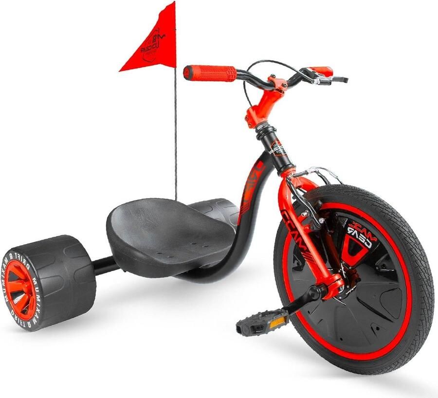 Drift Trike Trapskelter Avontuurlijk Spelen Verstelbare Zitting 16 inch Wiel Zwart Rood