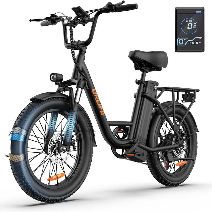 URLIFE E20 E-Bike 20 inch 80km actieradius-250W motor zwart
