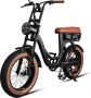 EB8 Fatbike E-bike 250Watt motorvermogen maximale snelheid 25 km u 20” Banden – 7 Versnellingen met alarm Bruin - Thumbnail 2