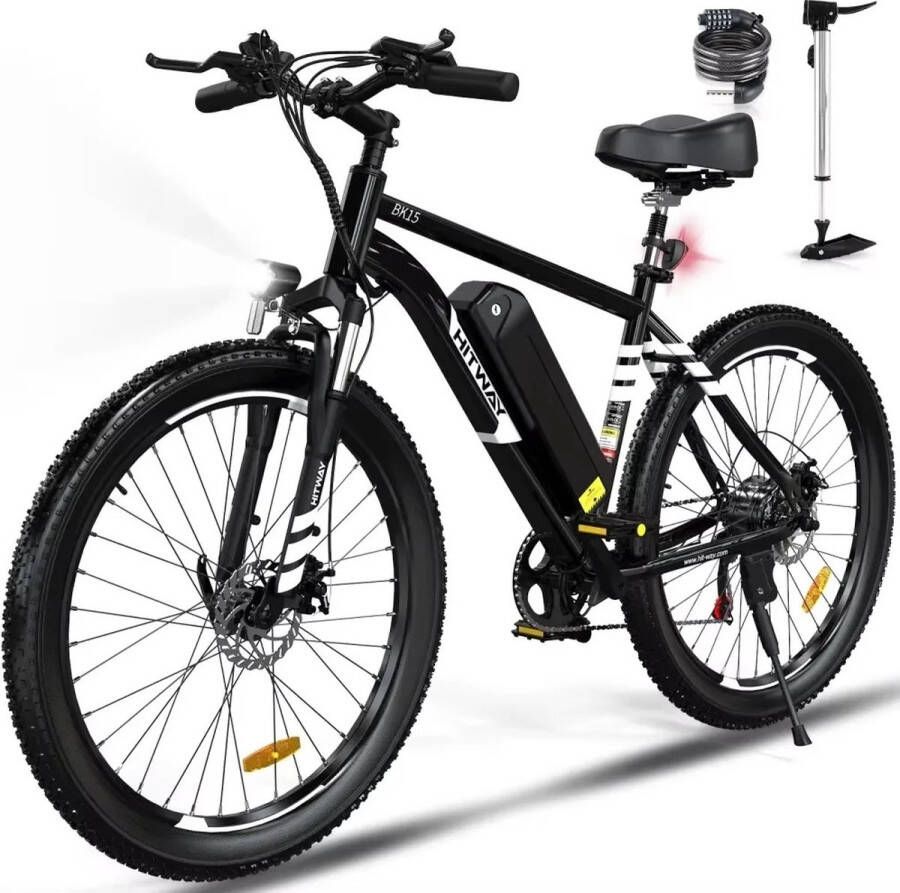 Ebike Zwart 500W 48V 15ah Elektrische Fiets Met Lithium Batterij Dikke Banden Volwassenen 170-200 cm 6-7 uur Oplaadtijd