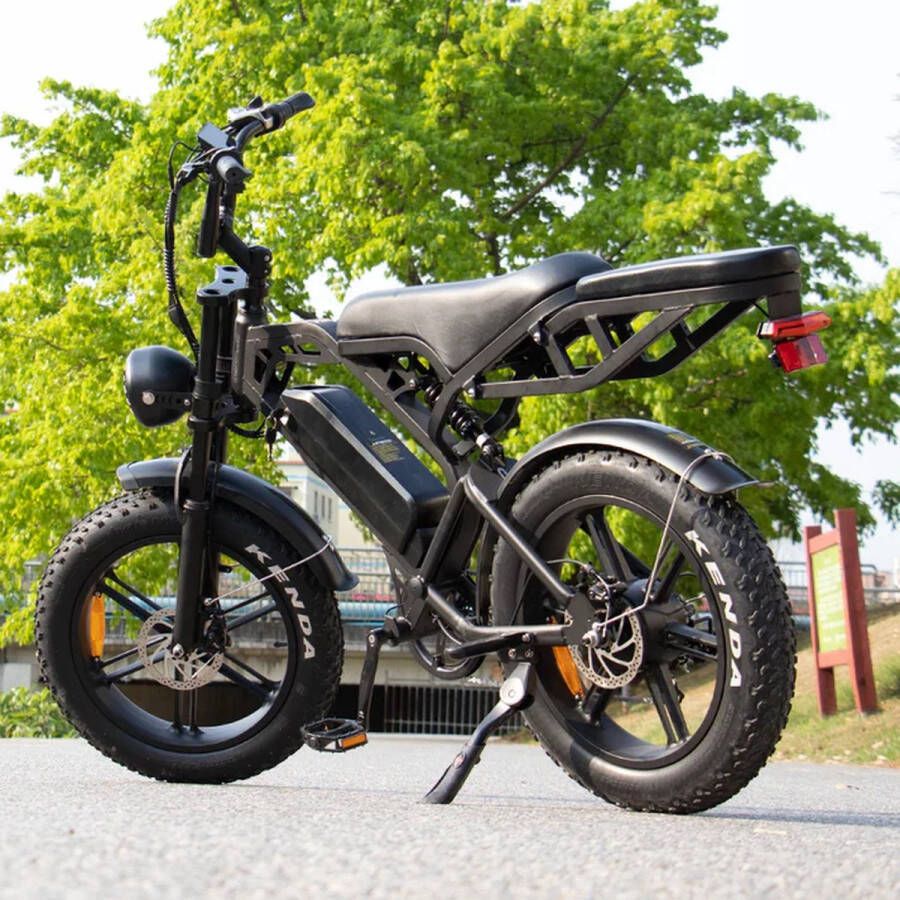 'merkloos' Fatbike V8 3.0 Mechanisch Garantie Alarmsysteem E bike E-Fatbike Elektrische Fiets Begrenzer Met Accessoires Achterzitje Voetensteuntjes 2024 Model