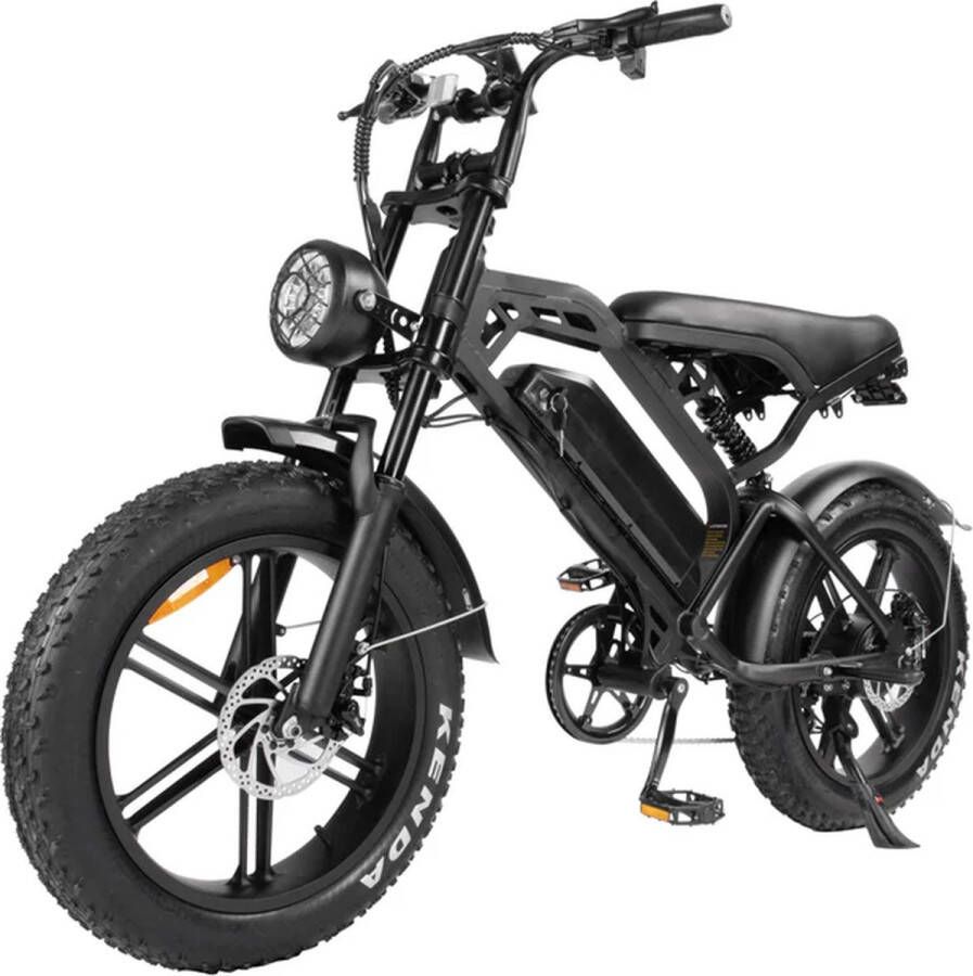 'merkloos' Fatbike V8 3.0 Mechanisch Garantie Alarmsysteem E bike E-Fatbike Elektrische Fiets Begrenzer Met Accessoires Achterzitje Voetensteuntjes 2024 Model