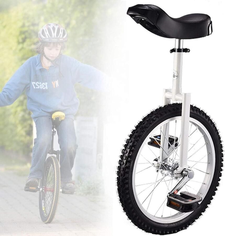 Eenwieler 18 inch Balansfiets Buitensport fitness Antislip banden Verstelbaar zadel Wit
