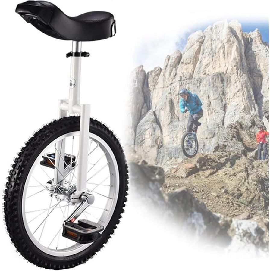Eenwieler 18 inch Balansfiets Loopfiets Zelfbalans Oefenen Antislip Bergbanden 16-24 inch Wit