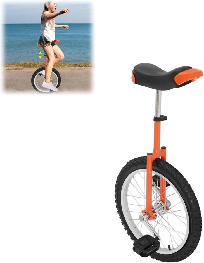 Eenwieler 18 inch Monowiel Balans Trainen Verstelbare Zadelhoogte 73-85 cm Oranje