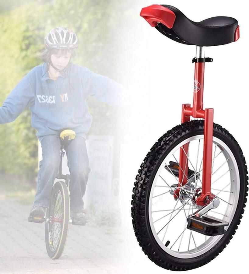 Eenwieler 18 inch Monowiel Fiets Balans Oefenen Antislip Bergbanden 18 inch wiel Rood