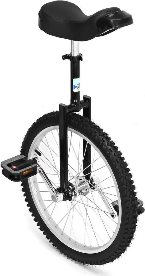 Eenwieler 20 inch Balance fiets Trainingswiel Balans Oefenen Verstelbaar Zadel 51 cm Wiel Zwart