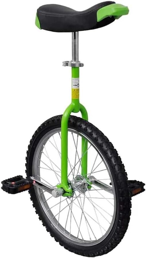 Eenwieler 20 inch verstelbaar voor jongeren en volwassenen stalen frame eenwielfiets met snelspanner zadelklem comfortabel zadel groen