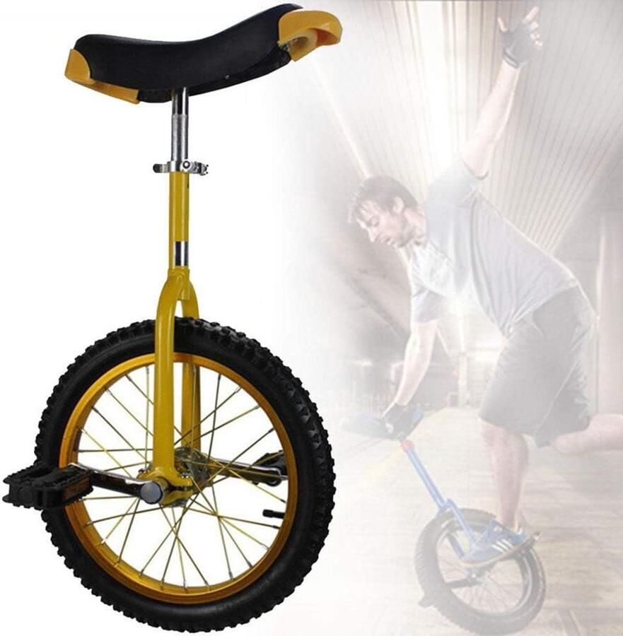 Eenwieler Balansfiets Buitensport Verstelbaar Zadel 20 inch Wiel Geel