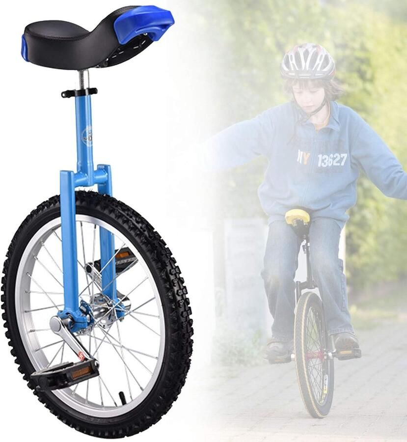 Eenwieler Kinderen Balansfiets Outdoor Sport Fitness Antislip Bergbanden 18 Inch Wiel Blauw