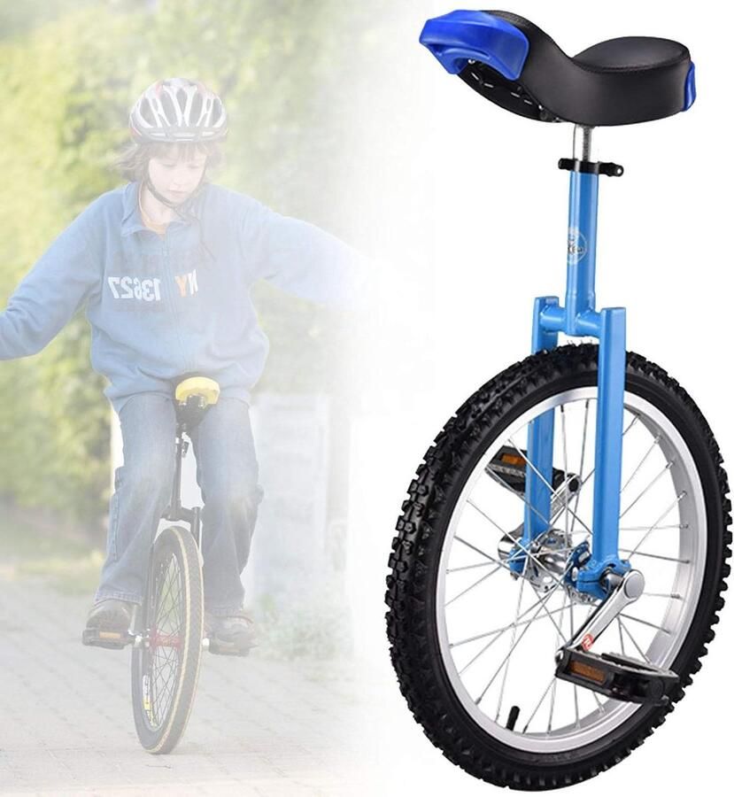 Eenwieler Kinderen Loopfiets Balansfiets Buitensporten Fitness Antislip Bergbanden 18 inch wiel Blauw
