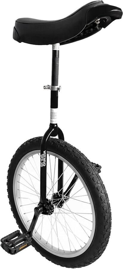 Eenwieler leren Circusfiets Circusschool training Verstelbaar zadel zonder gereedschap 18 inch Zwart