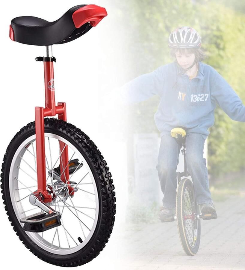 Eenwieler Loopfiets Balans Buiten Sport Antislip Bergbanden 18 Inch Wiel Rood