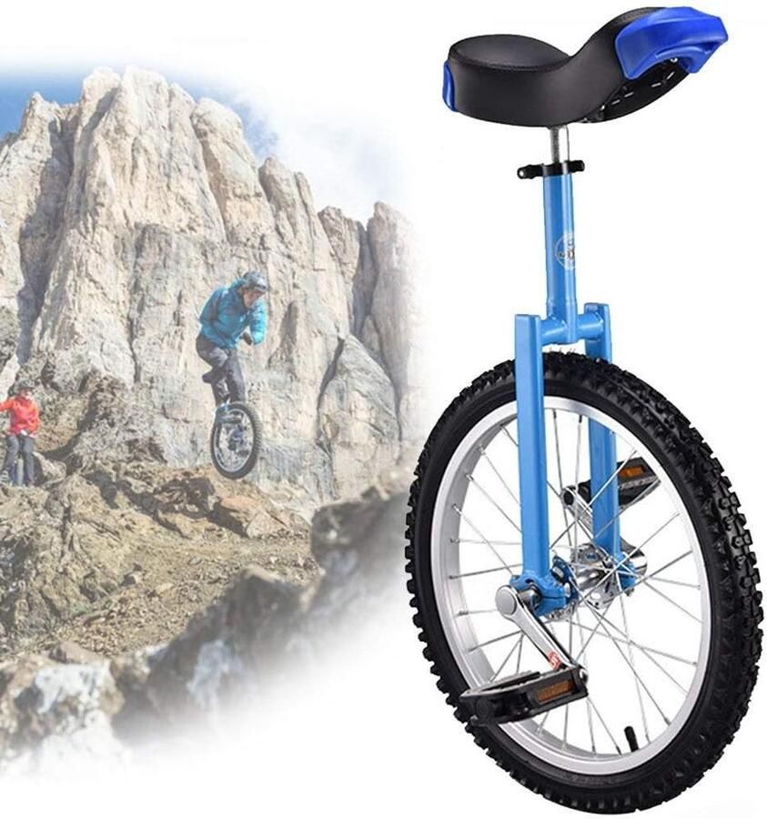 Eenwieler Loopfiets Balansfiets Buitensporten Antislip Bergbanden 18 inch Blauw