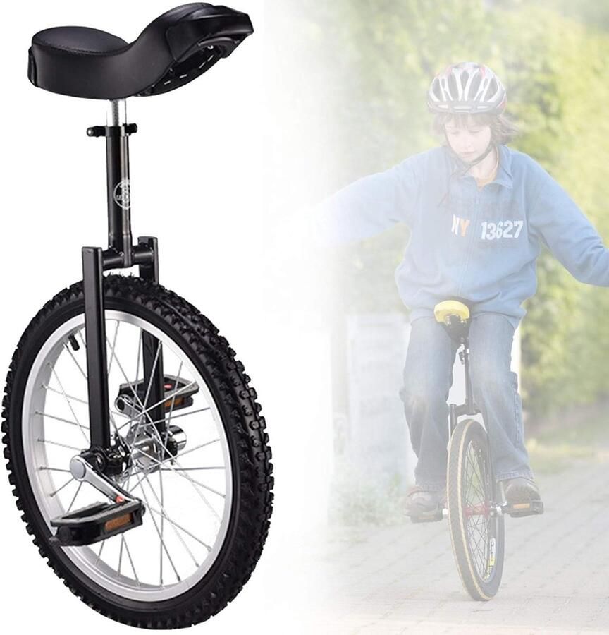 Eenwieler Loopfiets Buiten Sport Antislip banden 18 inch Zwart