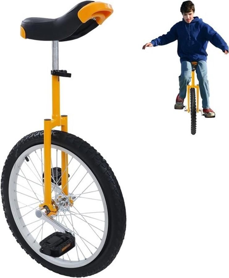 Eenwieler met Handvatten Balance Bike Trainingsfiets Balans oefenen Verstelbare Hoogte 78-90 cm Geel