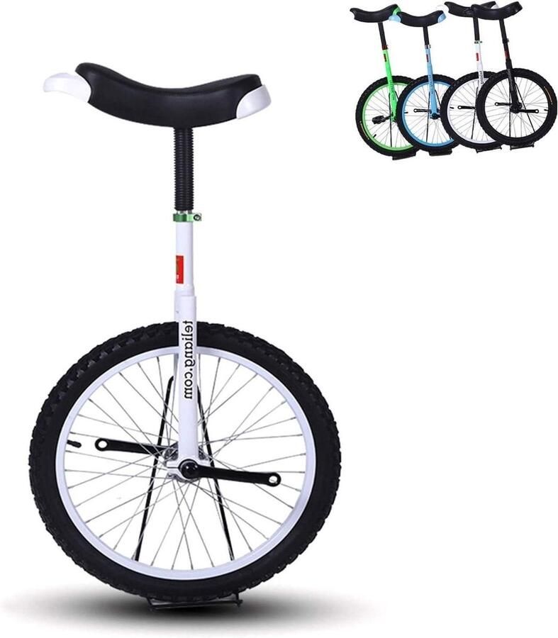 Eenwieler met wielen Balansfiets Balans verbeteren Antislip pedalen 18 inch wiel Wit