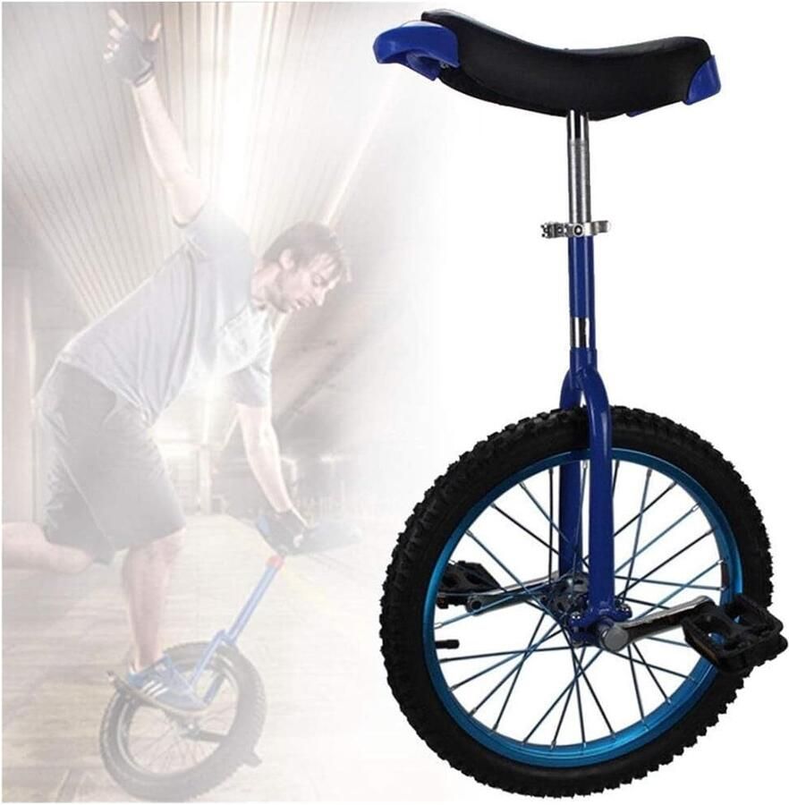 Eenwieler Single wheel bike Sportief Balanceren Antislip Wielen 16 inch Blauw