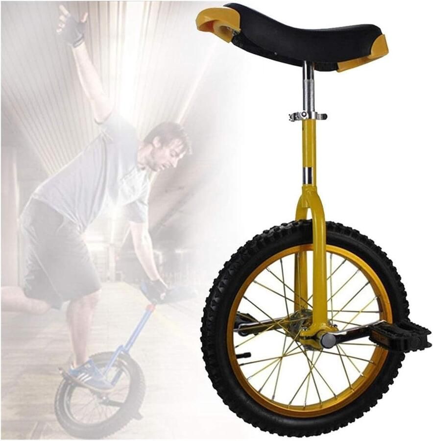Eenwieler Single wheel bike Sportief Vervoer Antislip Wielen 16 inch Geel