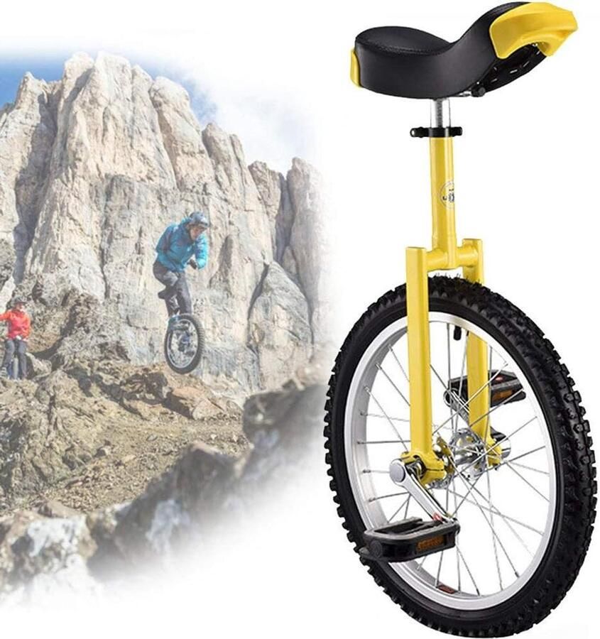 Eenwieler voor volwassenen Balansfiets Oefenfiets Buitensport Fitness Antislip Bergbanden 18 inch Geel