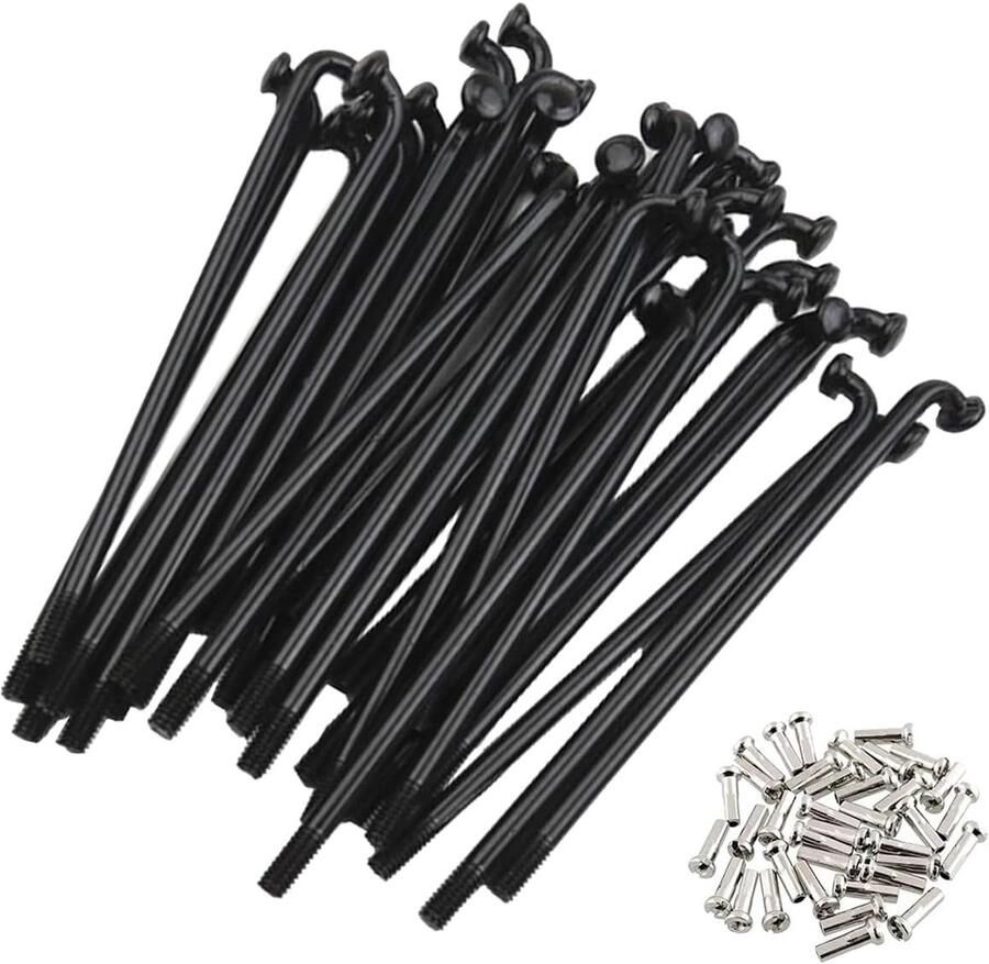 Electric Bicycle Spokes 12G Steel With Copper Cap E-Bike Tricycle Wheel Multiple Sizes 28pcs Black ShopVlot