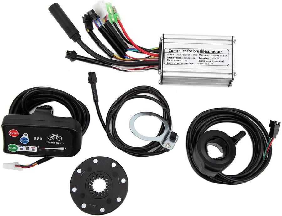 Elektrische Fiets Motor Controller 36V 48V 15A E-Bike Square Wave Controller LED880 Display Meter Kit voor 250W Borstelloze Motor