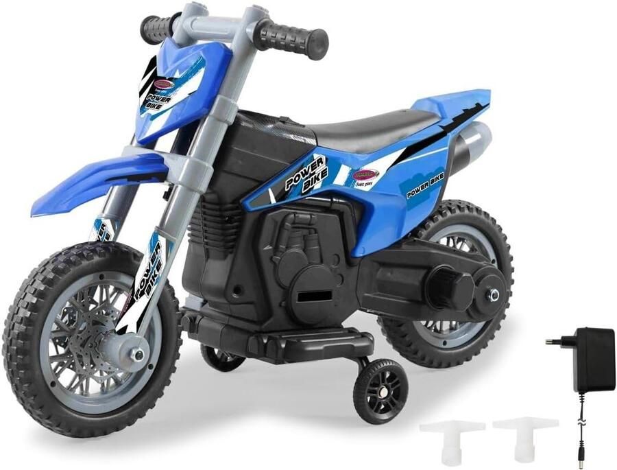 Elektrische Kinder Motor Loopfiets Speelgoed Buiten Spelen Afneembare Steunwielen 83 cm Lang Blauw
