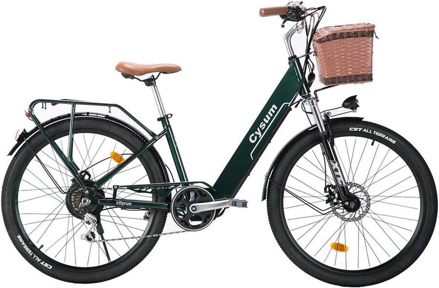 Elektrische stadsfiets voor dames 26 inch E-bike met trapondersteuning 250W motor en 80 km actieradius