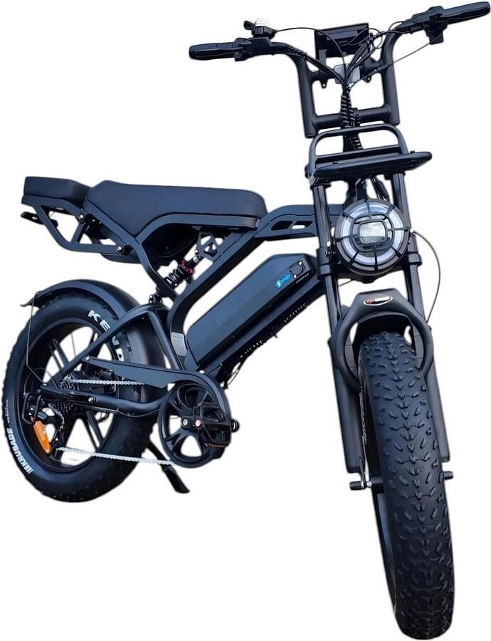 Fatbike V20 Pro Direct Leverbaar -NFC CHIP Start functie Inclusief Accessoires Achterzitje Voorrekje Voetensteuntjes Telefoonhouder Hydraulische Rem Zwart