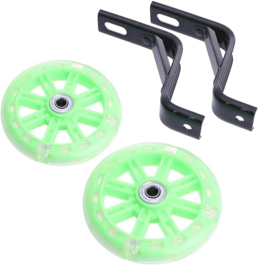 Fiets Hulp Wielen Kinderfiets Stabilisator Leren Fietsen Knipperend Licht 11 cm Groen