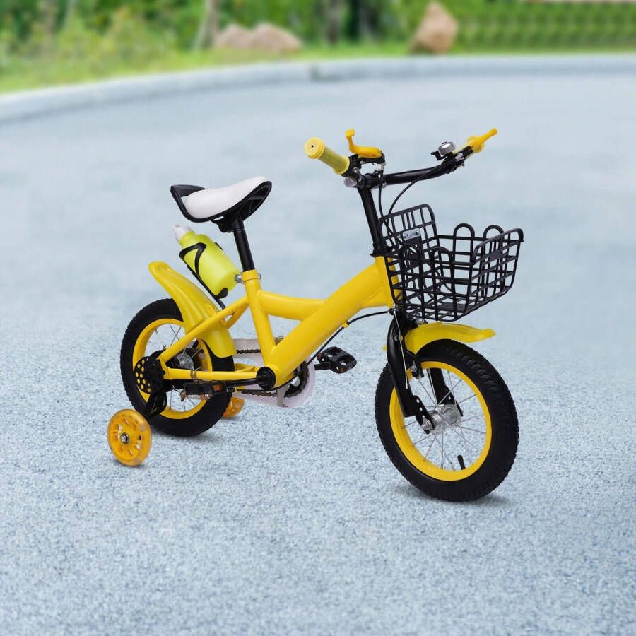 Fiets Jongensfiets Kinderfietsen Kinderfiets Fiets voor Kinderen met Verstelbare Zitting Trainingswielen en Lichtgewicht Carbon Stalen Frame voor Stabiel Fietsen