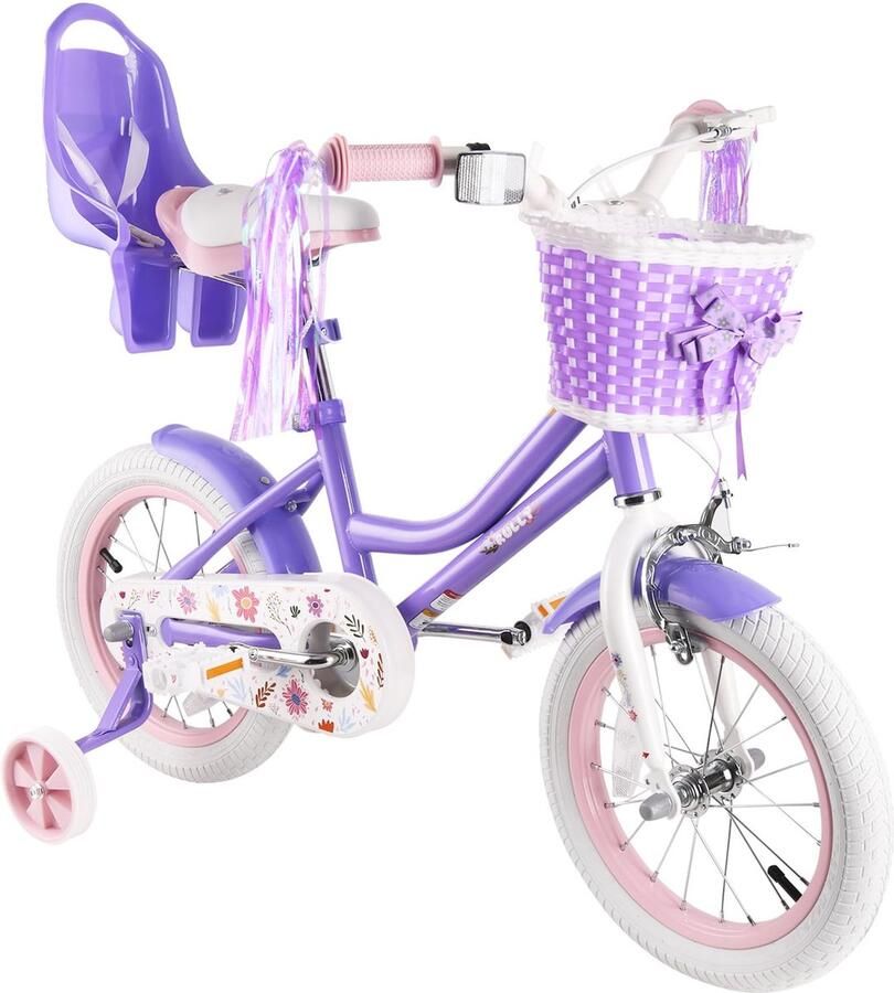 Fiets meisjes 16 inch paars zijwieltjes en mand perfect voor avontuur SnelShoppen