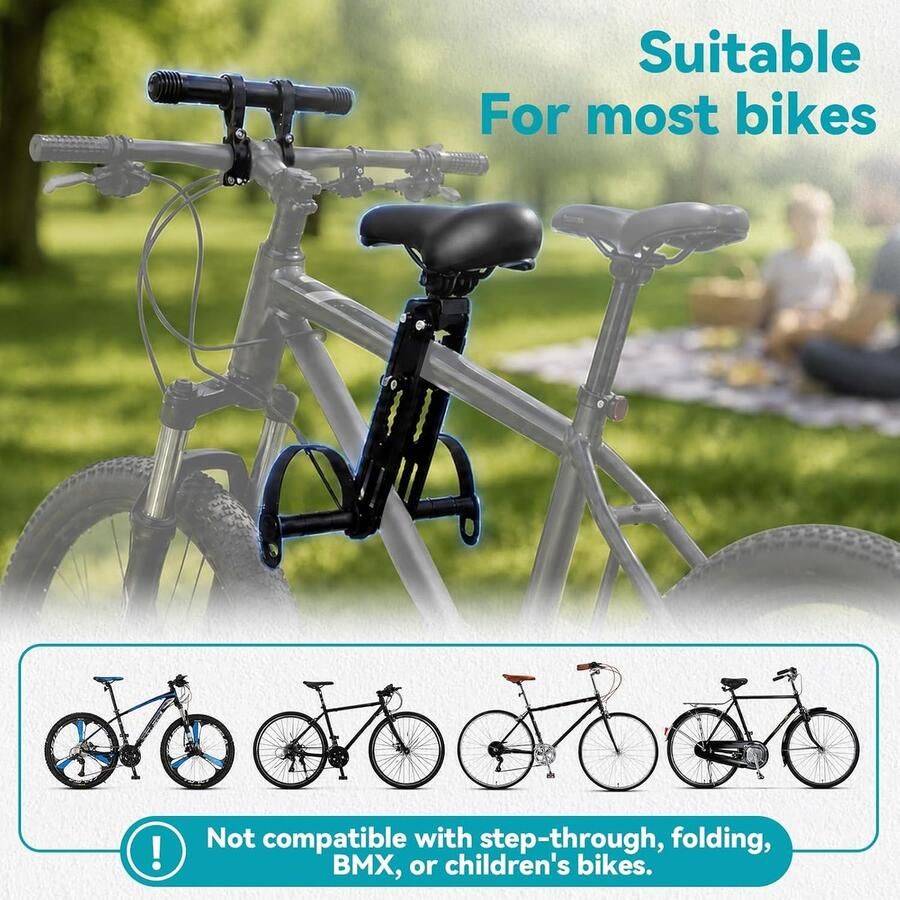 Fiets met kinderzitje fietszitje voor kinderen Kinderfietszadel voor 2-6 jaar PU-zitting aluminium houder handgreep voetsteunen voor mountainbikes