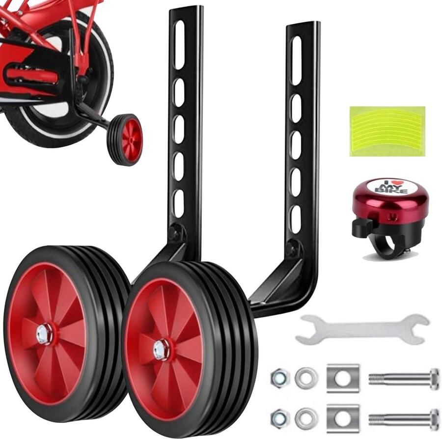 Fiets Oefenwielen Stabilisatoren Kinderfiets Leren Fietsen Verstelbaar Universeel 12-20 Inch Rood