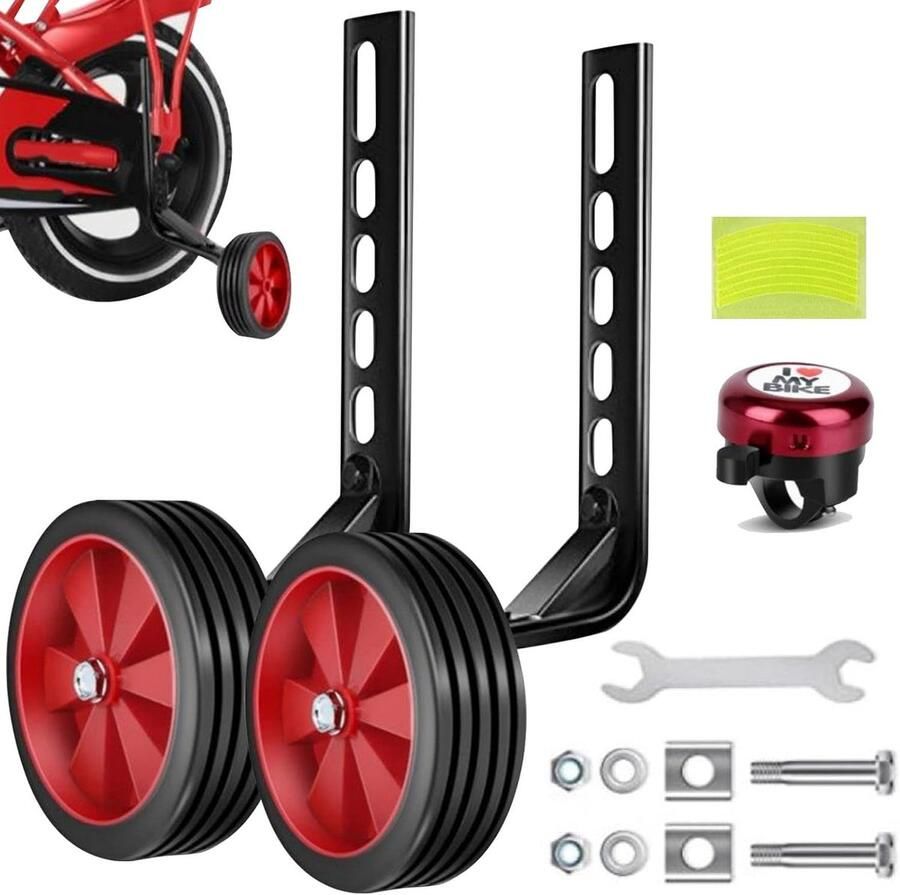 Fiets Oefenwieltjes Hulpwielen Kinderfiets Kind Leren Fietsen Sterke Ijzeren Constructie 11cm Wiel Diameter Rood